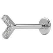 Labret Décoratif en Titane - Lettre V Avec Zircons Cubiques