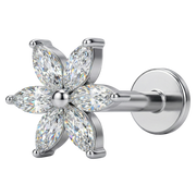 Labret Décoratif en Titane - Fleur de Lotus Avec Zircons et Boule