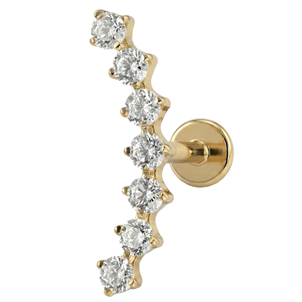 Titanium Decorative Labret - Large Arch of Cubic Zirconia