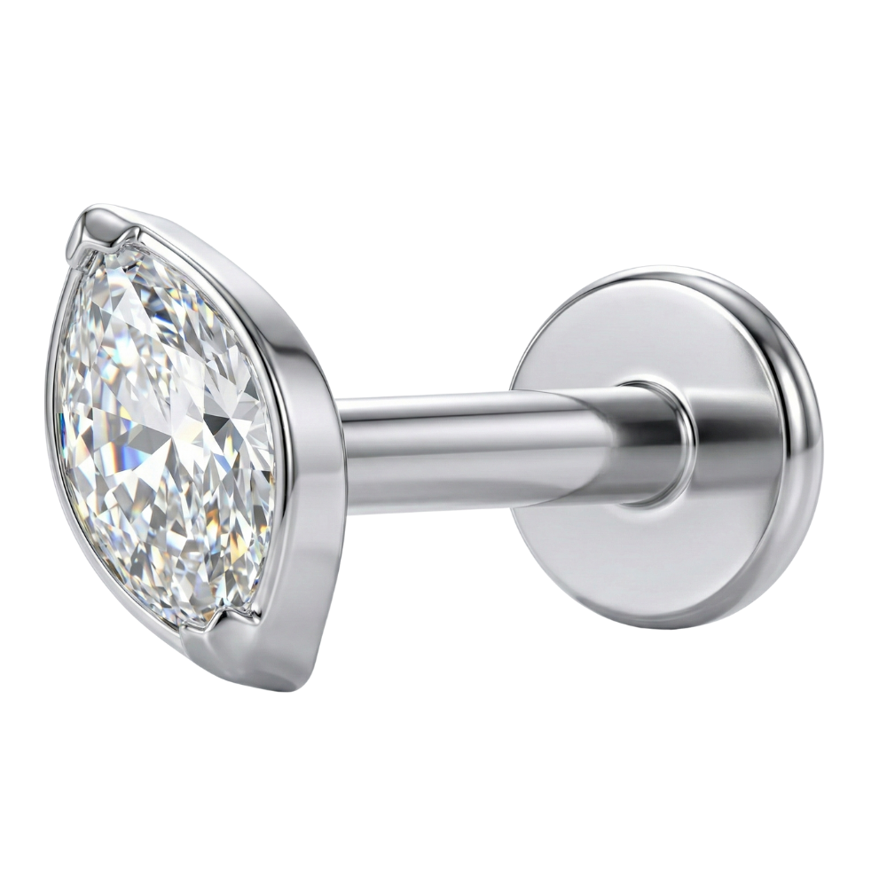 Labret Décoratif En Titane - Ovale Avec Zircon Cubique