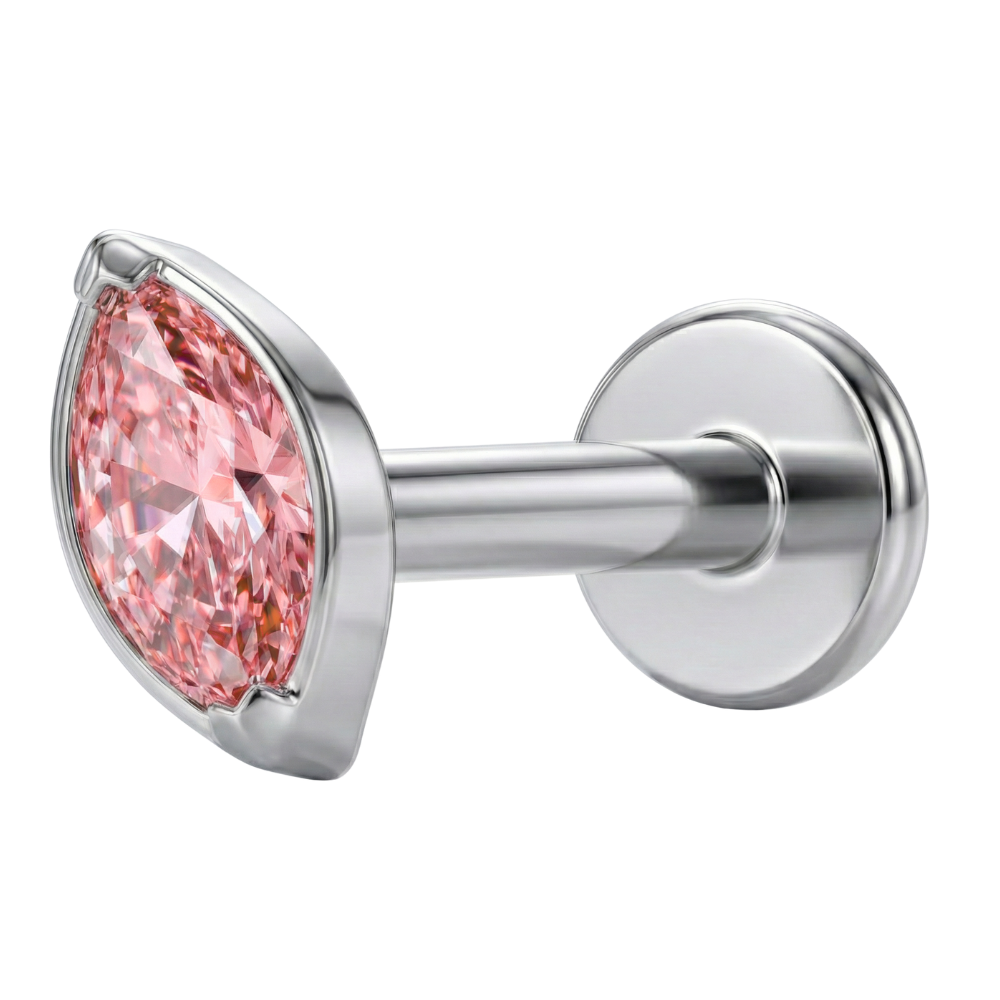 Labret Décoratif En Titane - Ovale Avec Zircon Cubique