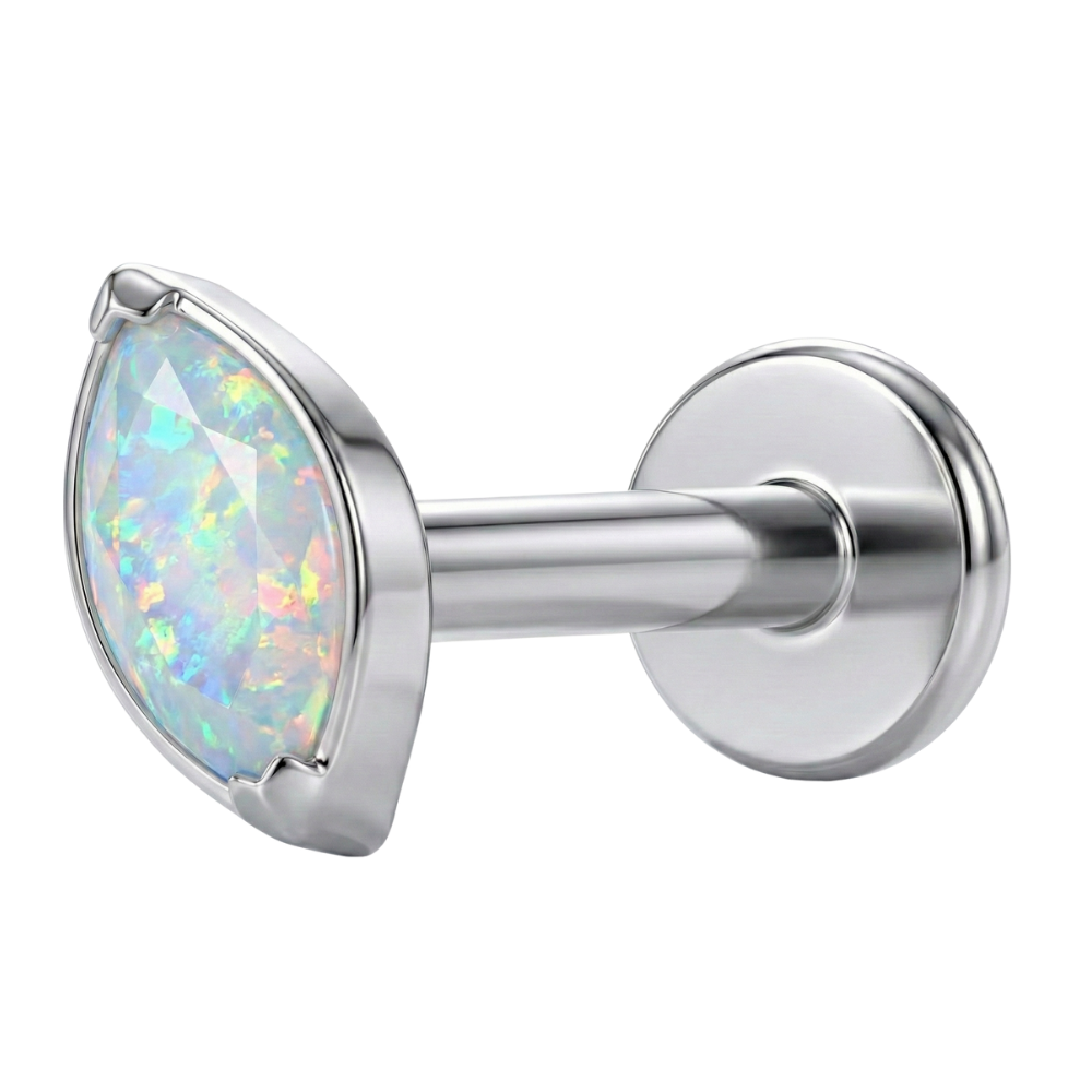 Labret Décoratif En Titane - Ovale Avec Zircon Cubique