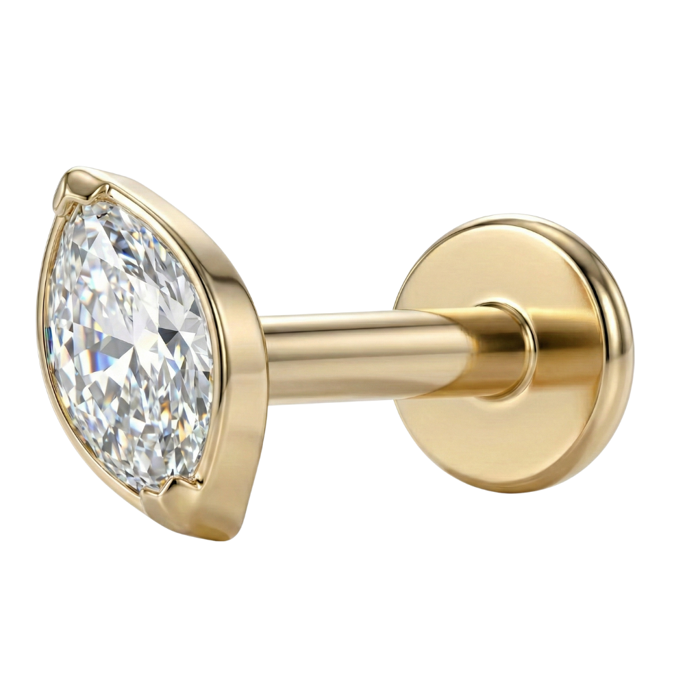 Titanium Decorative Labret - Oval with Cubic Zirconia