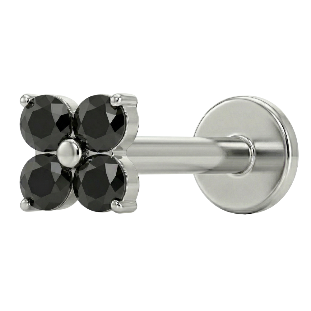 Labret Décoratif en Titane - Quatre Zircons