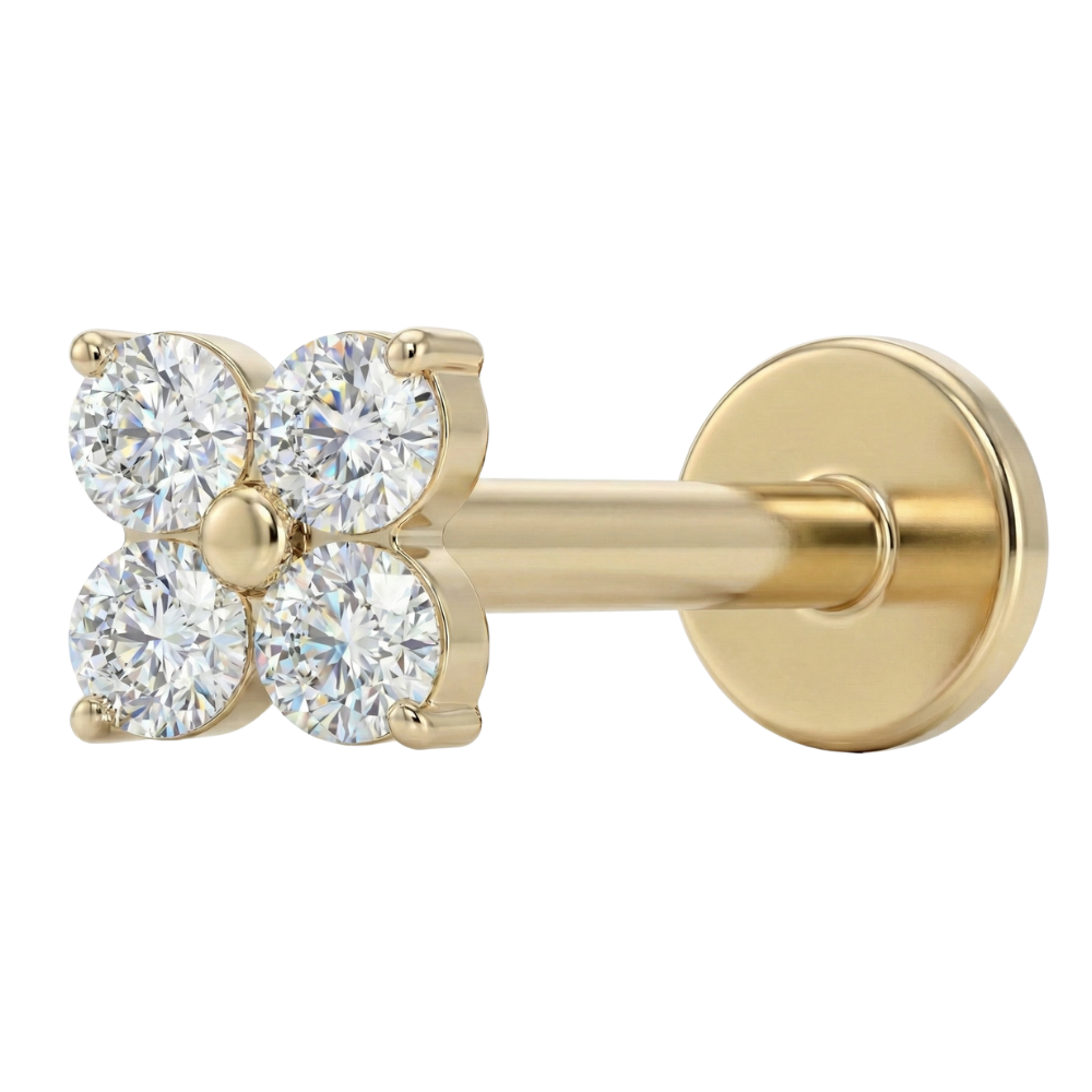 Labret Décoratif en Titane - Quatre Zircons