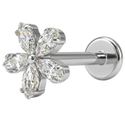 Labret Décoratif En Titane - Fleur Avec Zircons