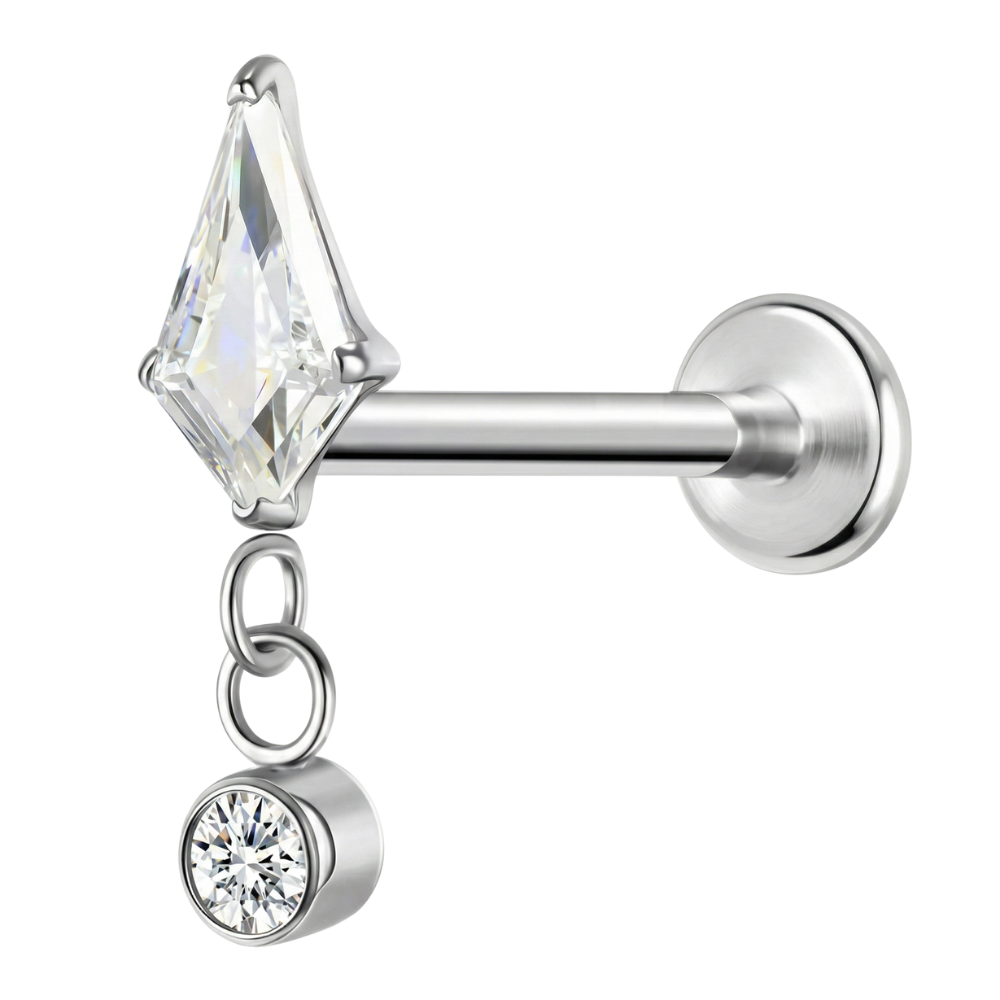 Labret Décoratif En Titane - Diamant Avec Pendentif Et Zircon Cubique