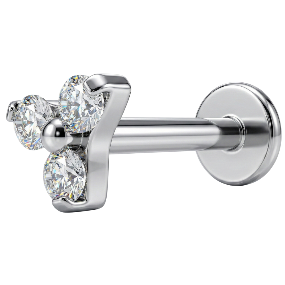Labret Décoratif en Titane - Trois Zircons