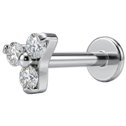 Titanium Decorative Labret - Three Zircons