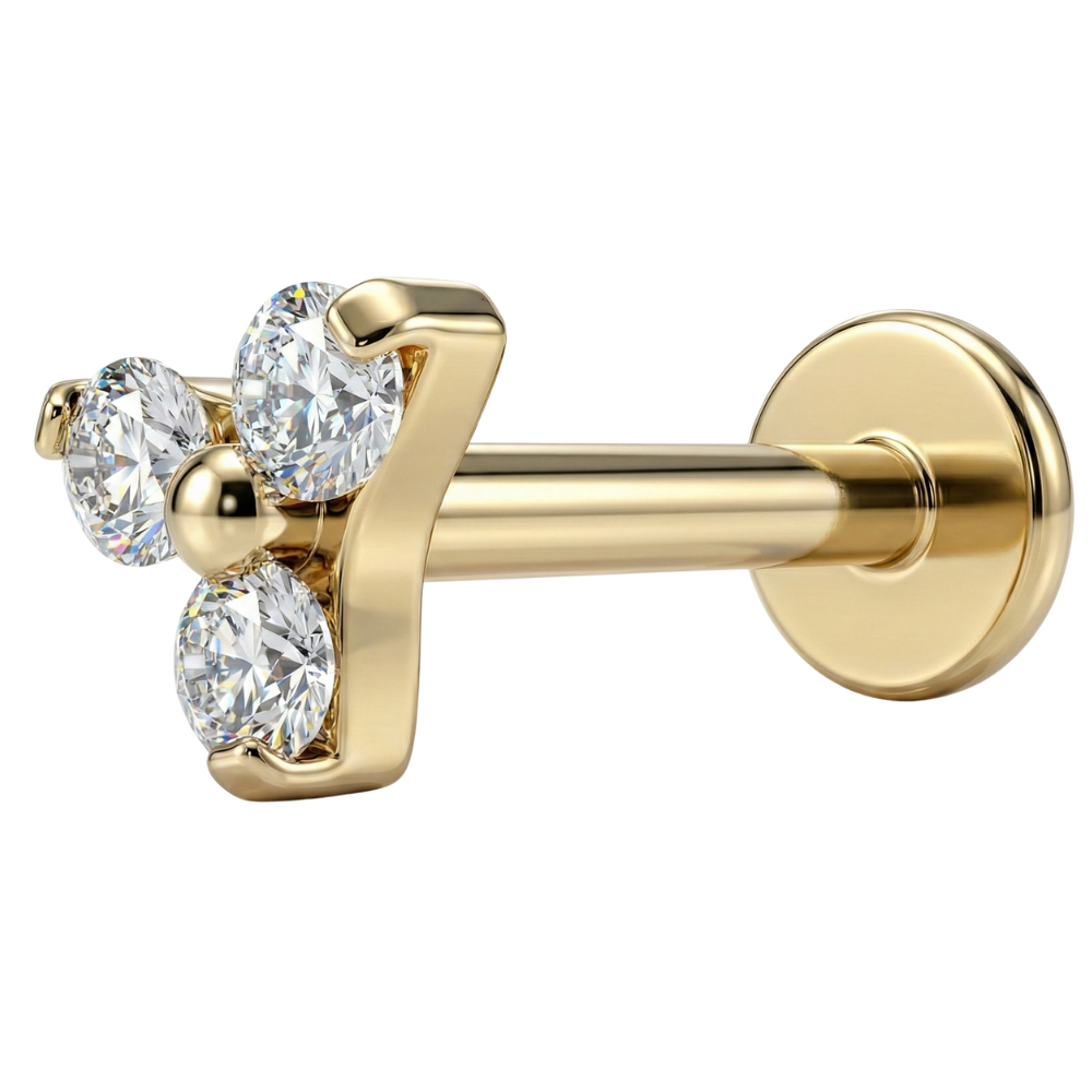 Labret Décoratif en Titane - Trois Zircons