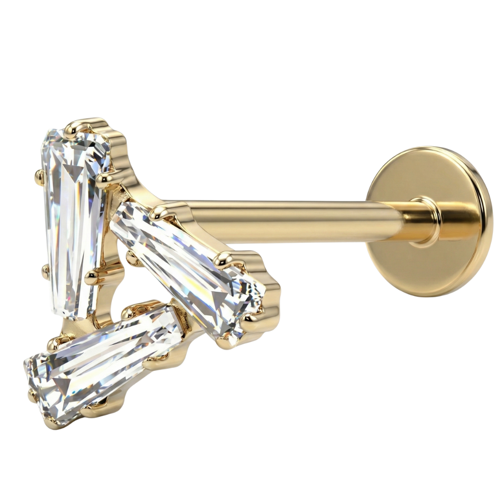 Labret Décoratif En Titane - Triangle Avec Zircons