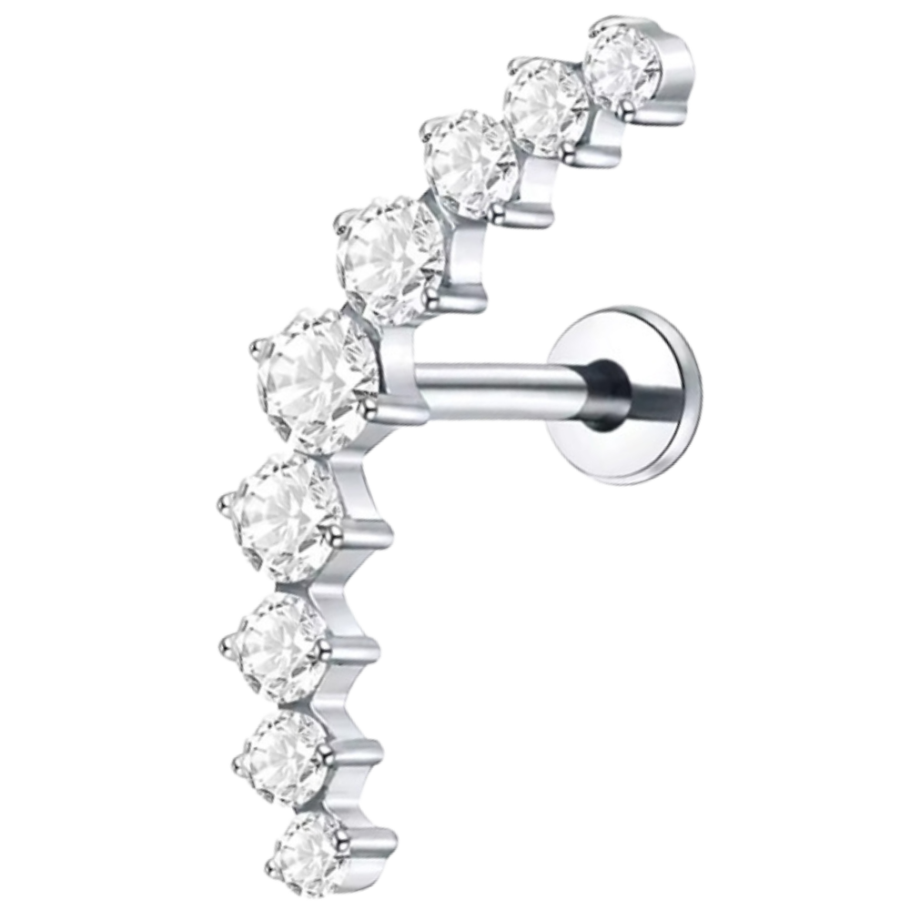 Labret Décoratif Titane - Cascade de Zircons