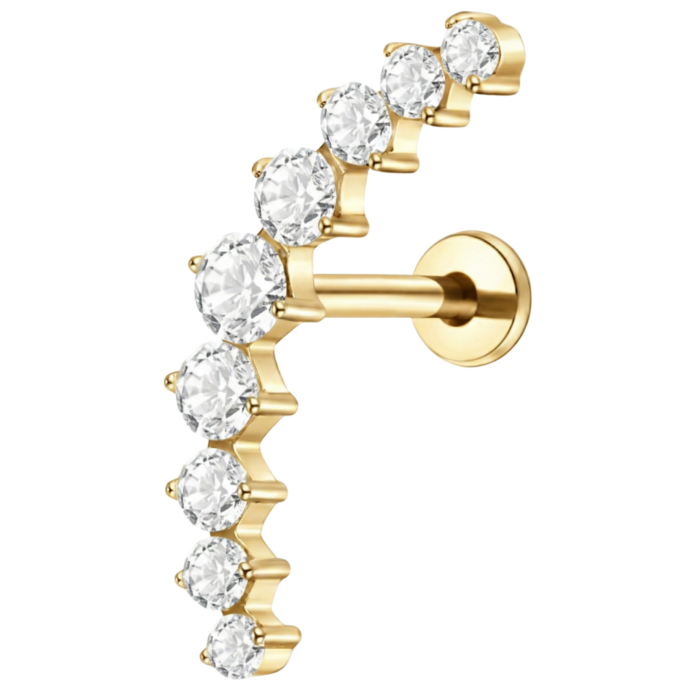 Labret Décoratif Titane - Cascade de Zircons