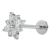 Labret Décoratif En Titane - Fleur Épanouie Avec Zircons