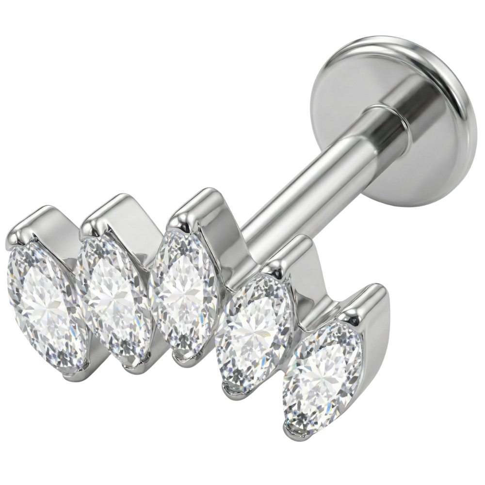 Titanium Decorative Labret - Row of Cubic Zirconia