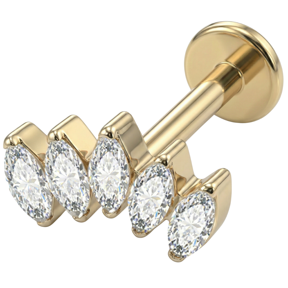 Titanium Decorative Labret - Row of Cubic Zirconia