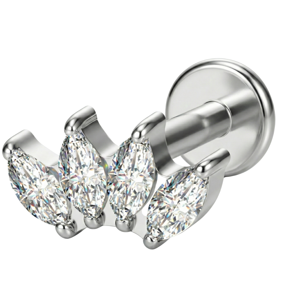 Titanium Decorative Labret - Crown of Cubic Zirconia