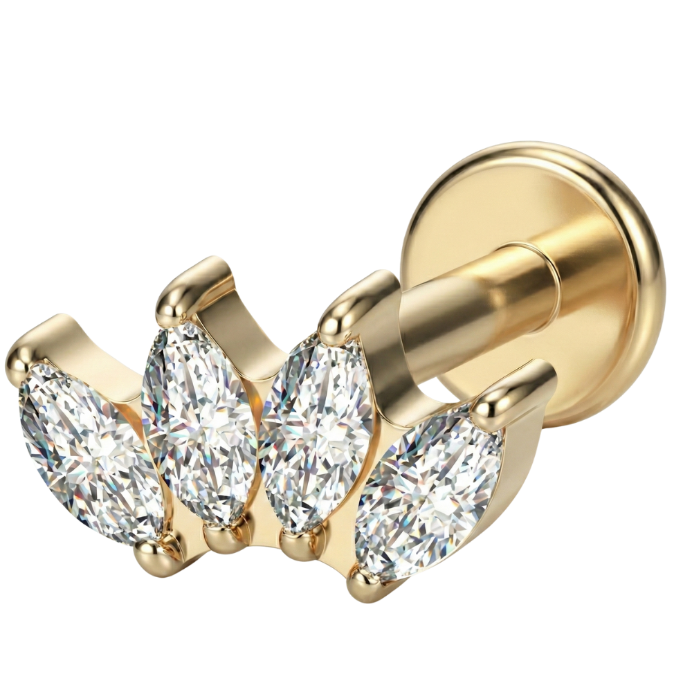 Titanium Decorative Labret - Crown of Cubic Zirconia