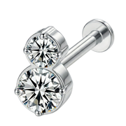 Labret Décoratif en Titane - Deux Zircons