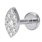 Labret Décoratif en Titane - Amande Avec Zircons