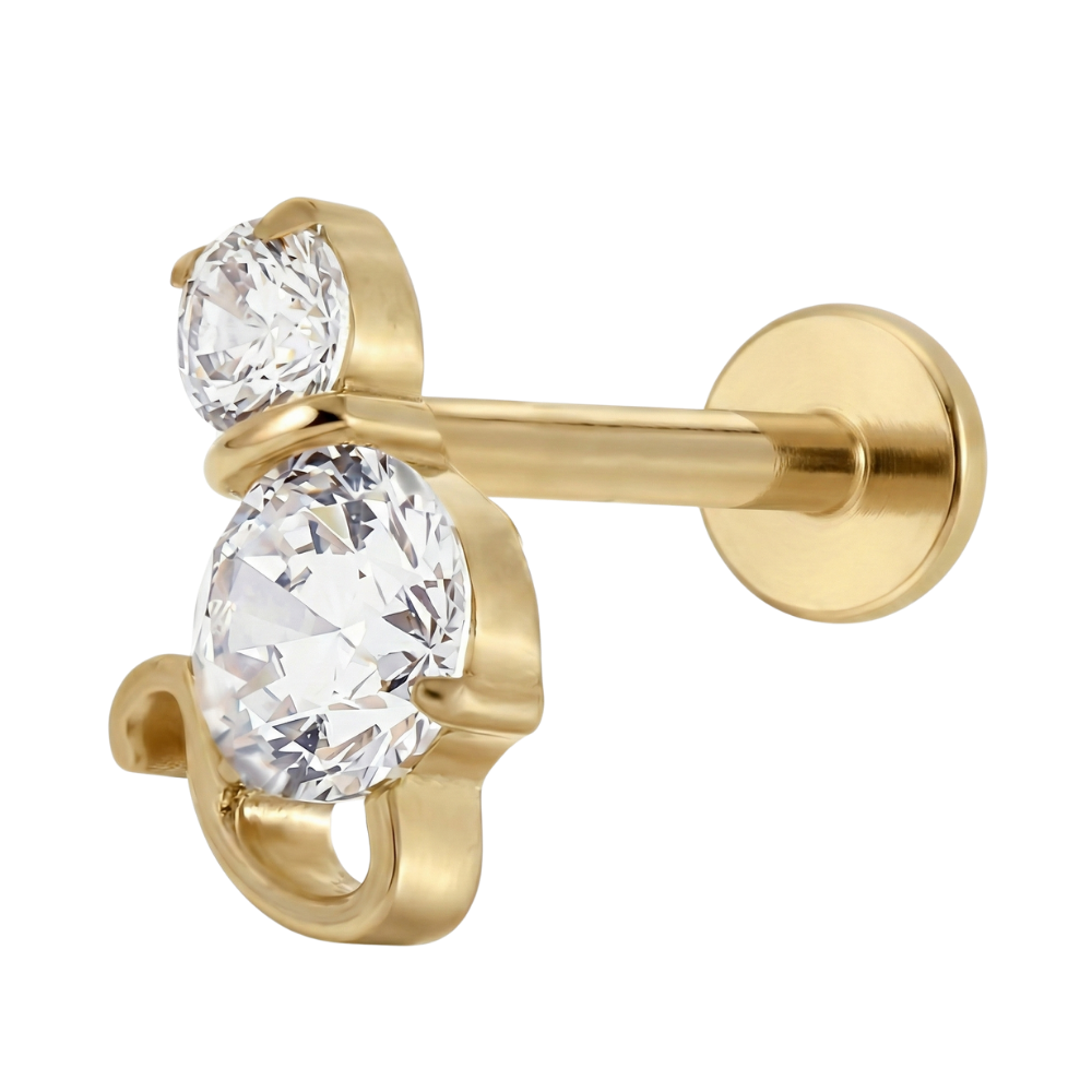 Labret Décoratif En Titane - Chat Avec Zircon Cubique