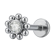 Labret Décoratif Titane - Fleur Zircon Avec Boules
