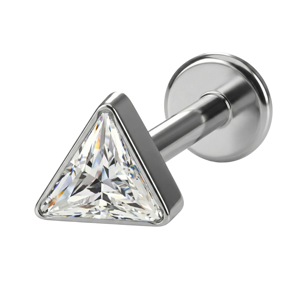 Titanium Decorative Labret - Triangle with Cubic Zirconia