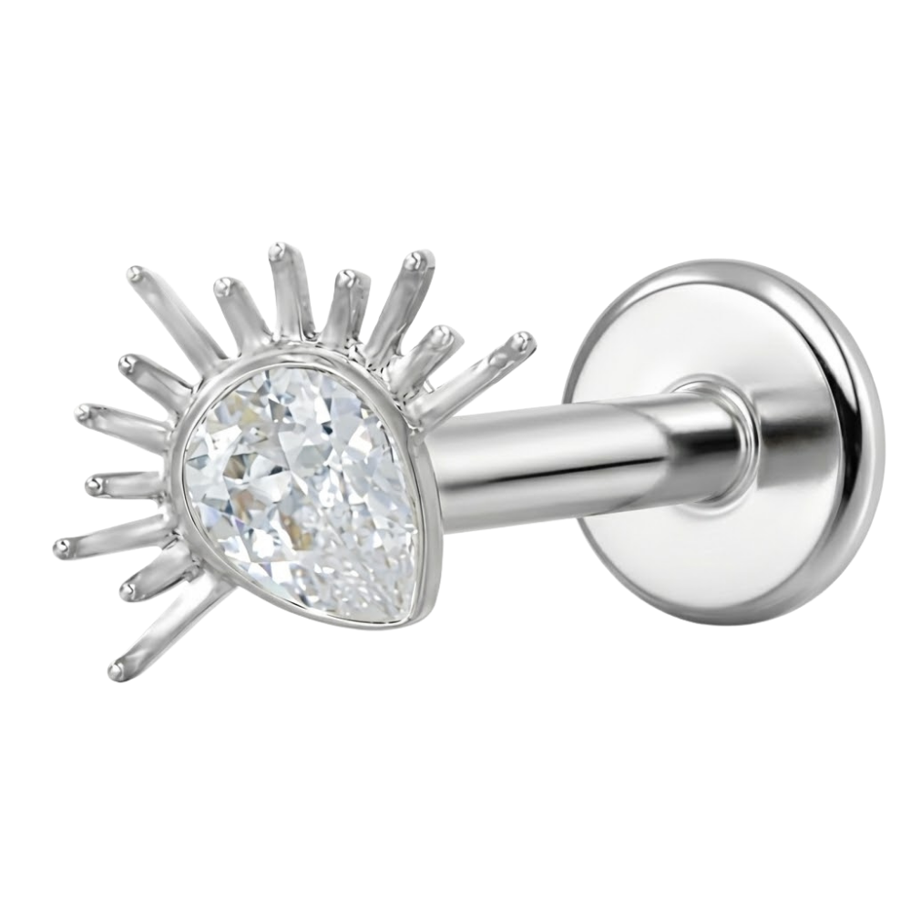 Labret Décoratif Titane - Zircone Cubique Avec Rayons