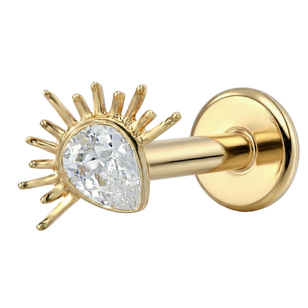 Labret Décoratif Titane - Zircone Cubique Avec Rayons