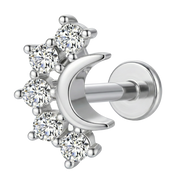 Titanium Decorative Labret - Radiant Crescent with Cubic Zirconia