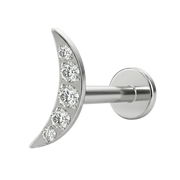 Titanium Decorative Labret - Moon Arch with Cubic Zirconia