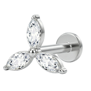 Titanium Decorative Labret - Flower with Cubic Zirconia