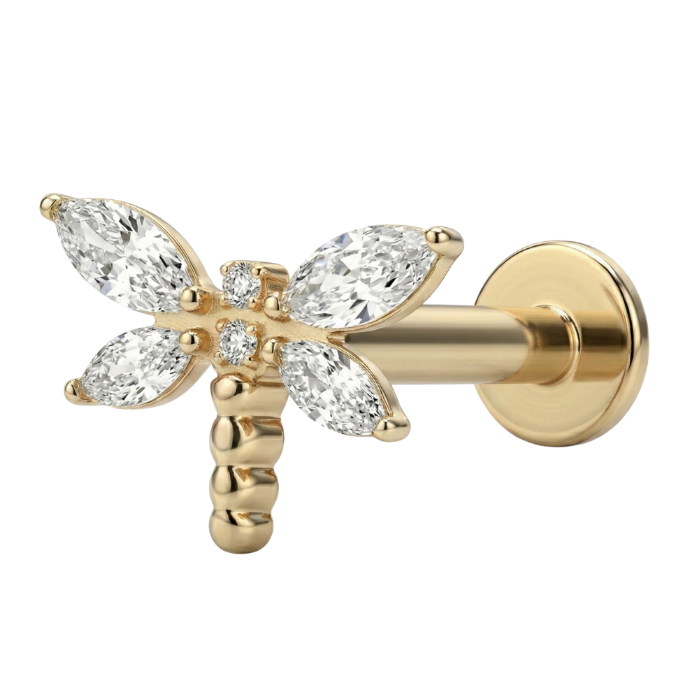 Labret Décoratif Titane - Libellule Zircon