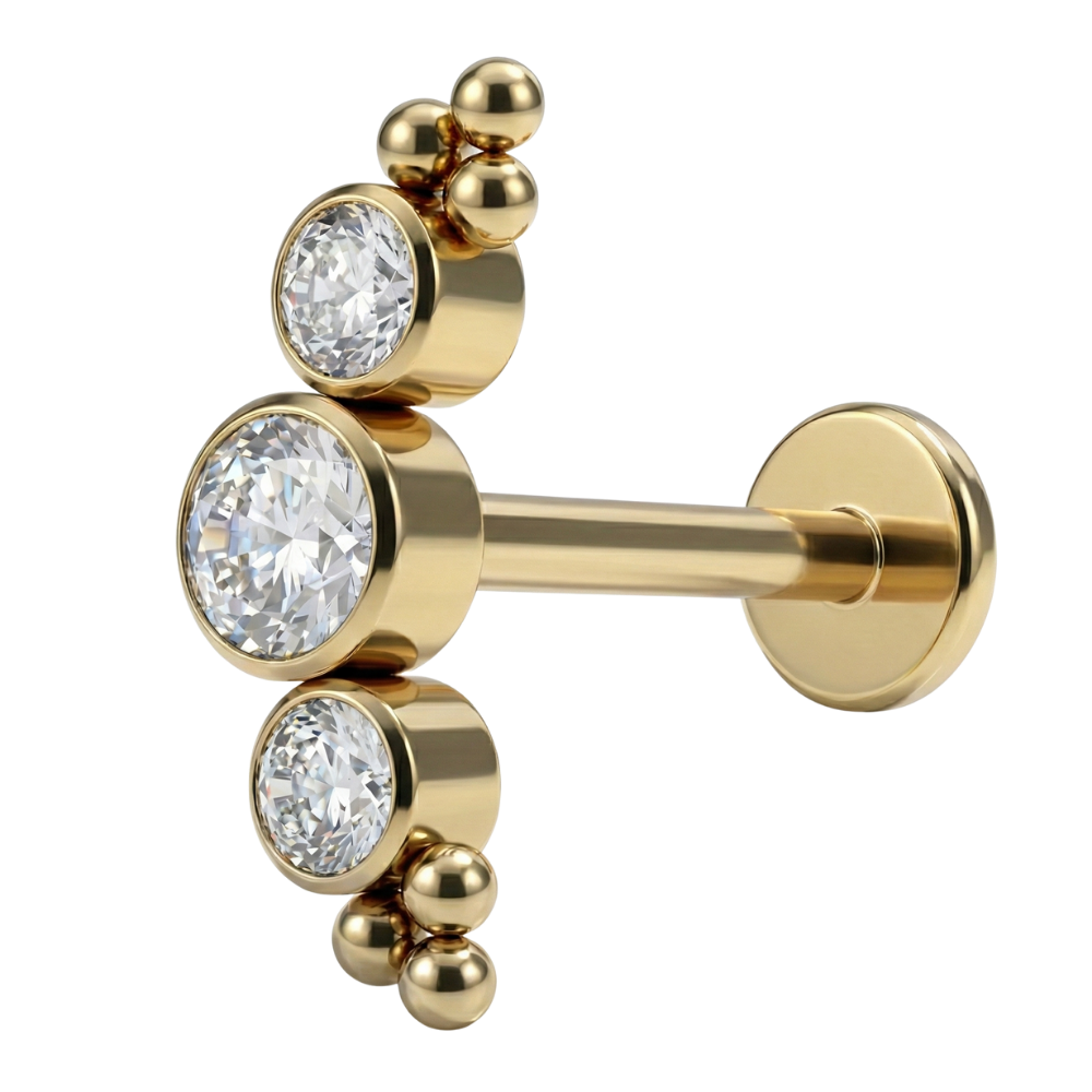 Titanium Decorative Labret - Arch with Cubic Zirconias and Balls