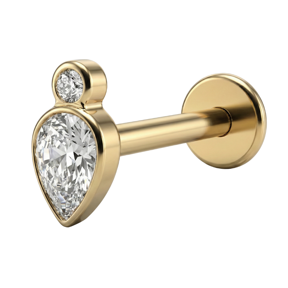 Labret Décoratif En Titane - Larme Avec Oeil Avec Zircons