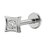 Titanium Decorative Labret - Square with Cubic Zirconia