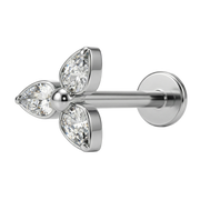 Titanium Decorative Labret - Three Cubic Zirconias with a Ball