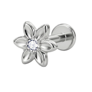 Titanium Decorative Labret - Flower with Cubic Zirconia