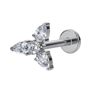 Decorative Titanium Labret - Leaves with Cubic Zirconias