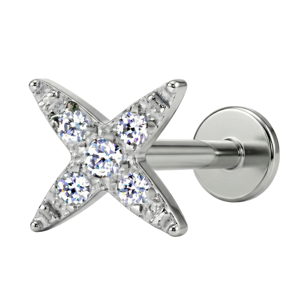 Titanium Decorative Labret - Star with Cubic Zirconia