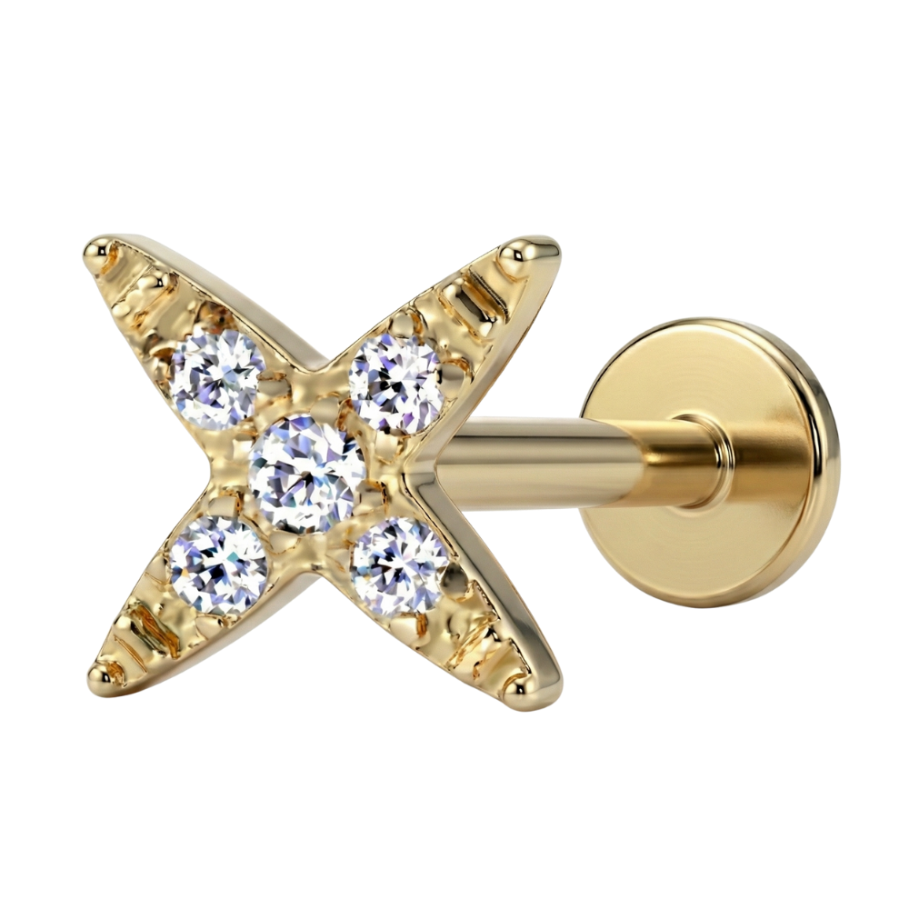Titanium Decorative Labret - Star with Cubic Zirconia