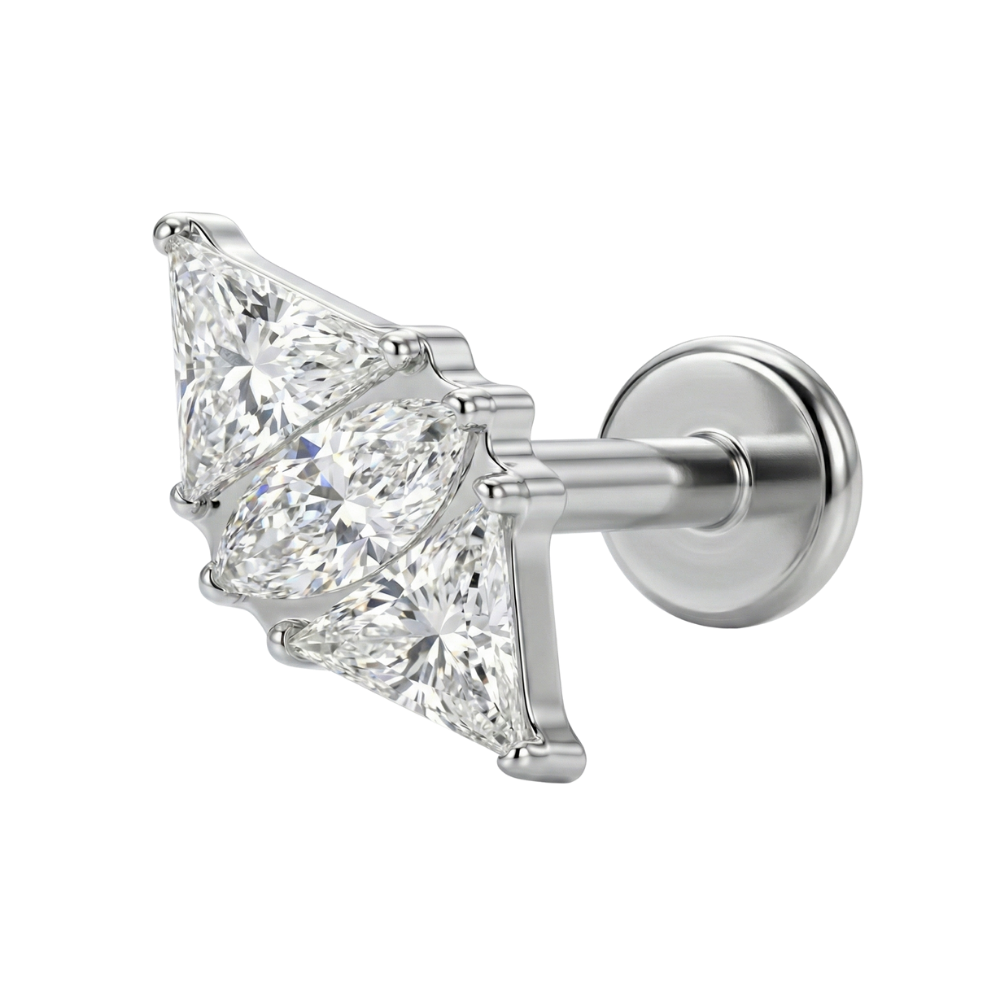 Titanium Decorative Labret - Rhombus with Cubic Zirconia