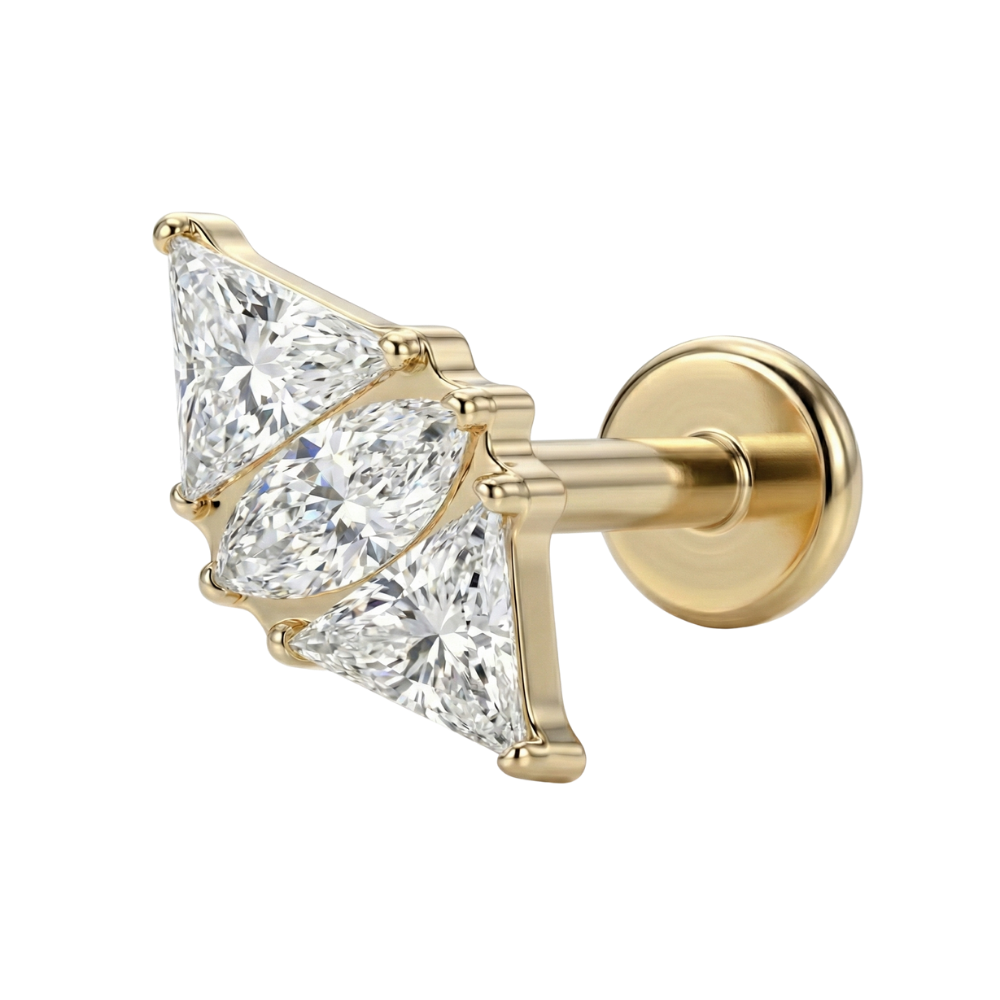 Titanium Decorative Labret - Rhombus with Cubic Zirconia