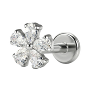 Titanium Decorative Labret - Flower with Cubic Zirconia