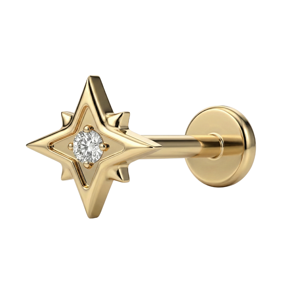 Titanium Decorative Labret - Star with Cubic Zirconia