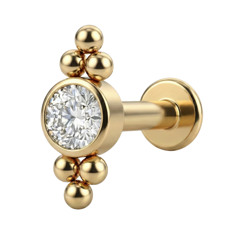 Labret Décoratif En Titane - Zircone Cubique Avec Six Boules