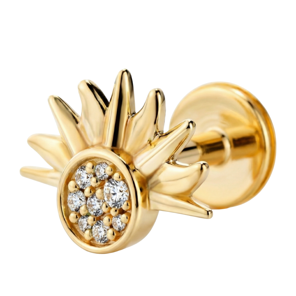 Titanium Decorative Labret - Sun with Cubic Zirconia