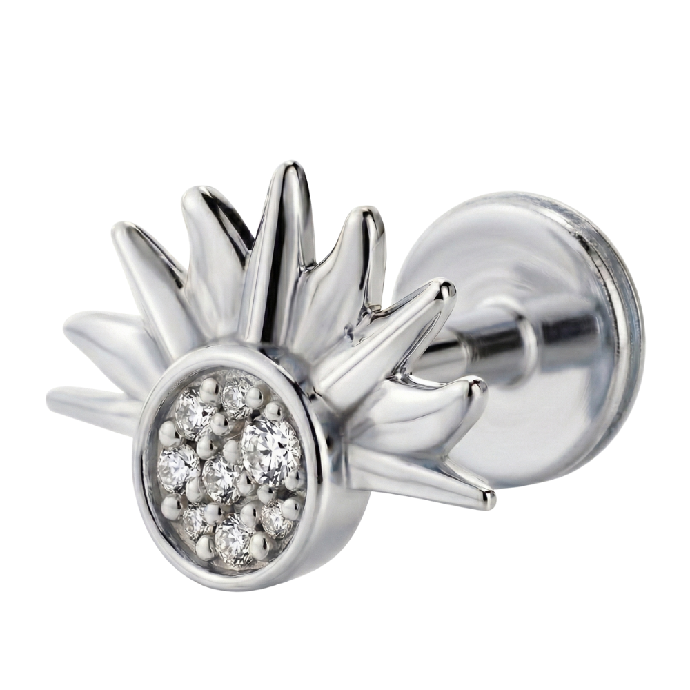 Titanium Decorative Labret - Sun with Cubic Zirconia