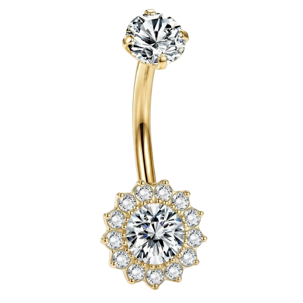 Piercing Nombril Titane - Fleur Zircone Cubique