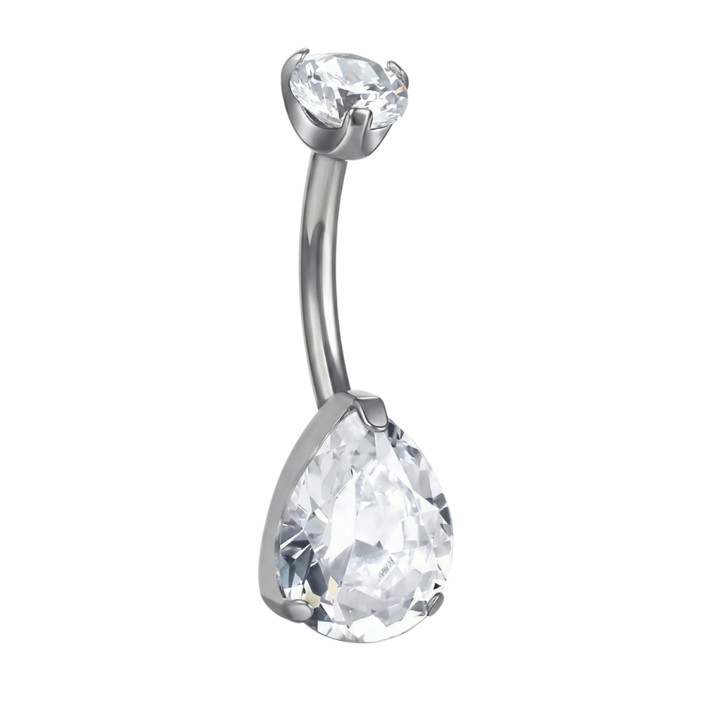 Piercing Nombril Titane - Deux Zircons